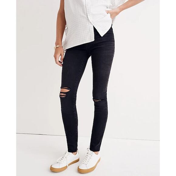 NWT Madewell Women's Maternity Over-The-Belly Skinny Jeans in Black Sea Size 34 - Picture 1 of 15